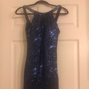 La Femme blue sequin dress
